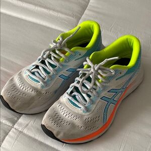 ASICS White and Neon Running Shoes
